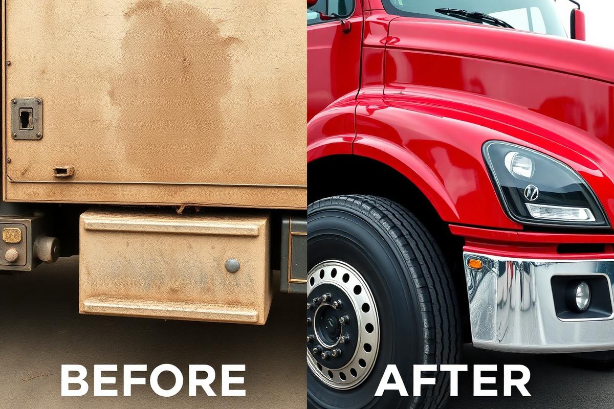 Before and after Truck exterior restoration