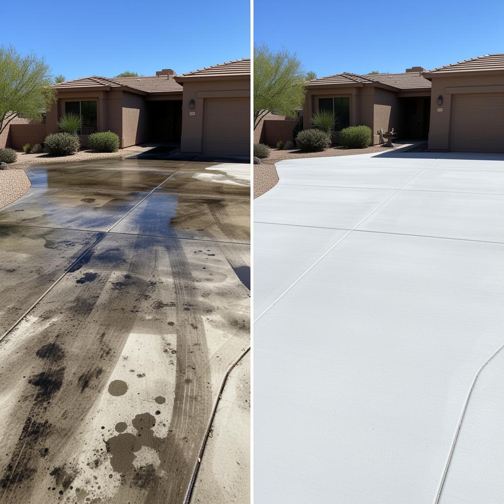 Before and after Driveway pressure washing