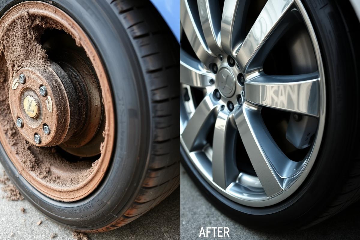 Before and after Wheel & rim detail