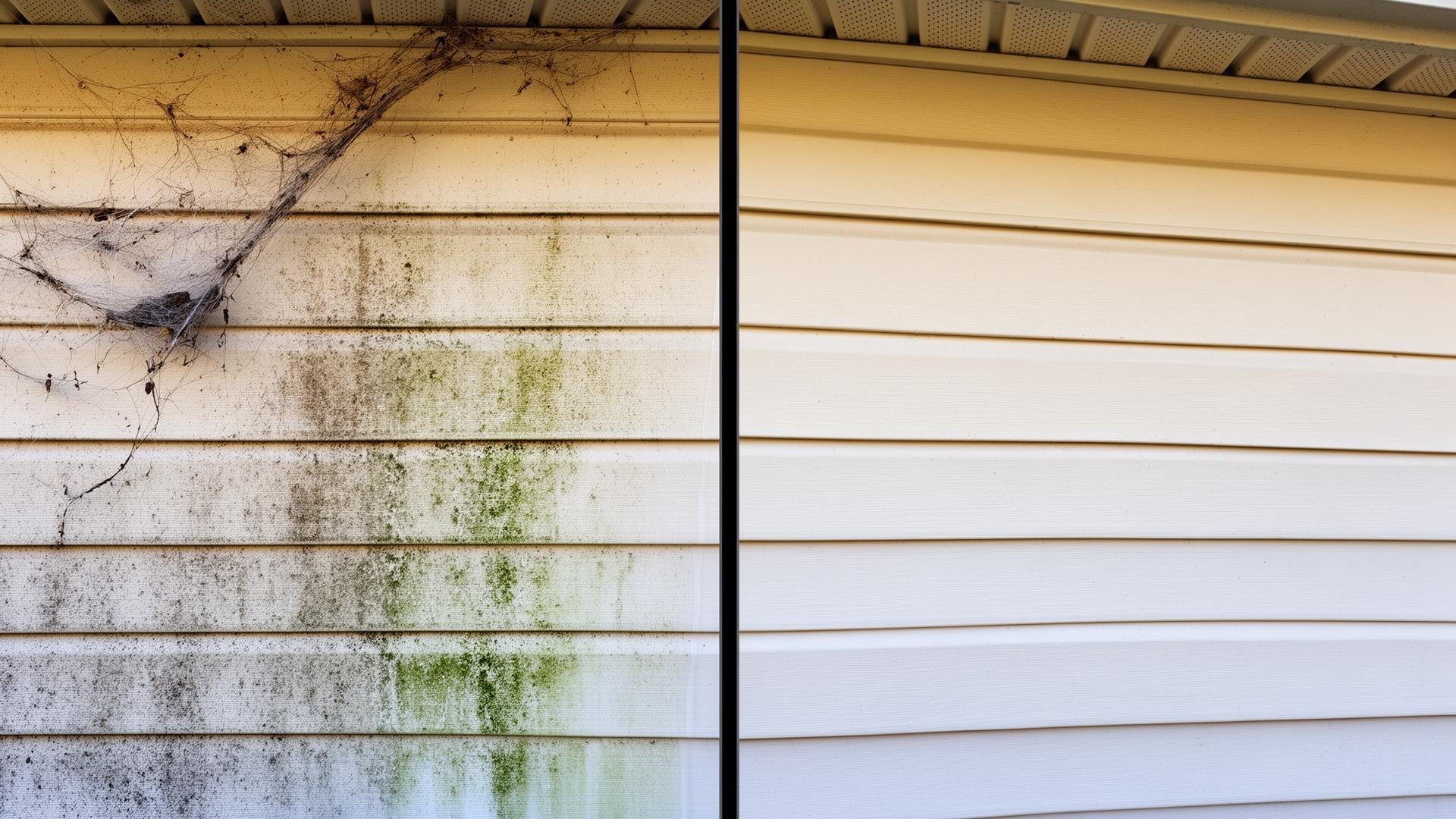 Before and after Home exterior soft wash